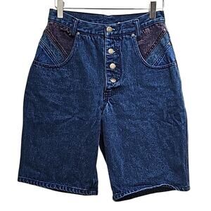 Stefano Vintage 90'sTwo Toned Button Fly 4 Pocket Denim Shorts High Rise Size 10